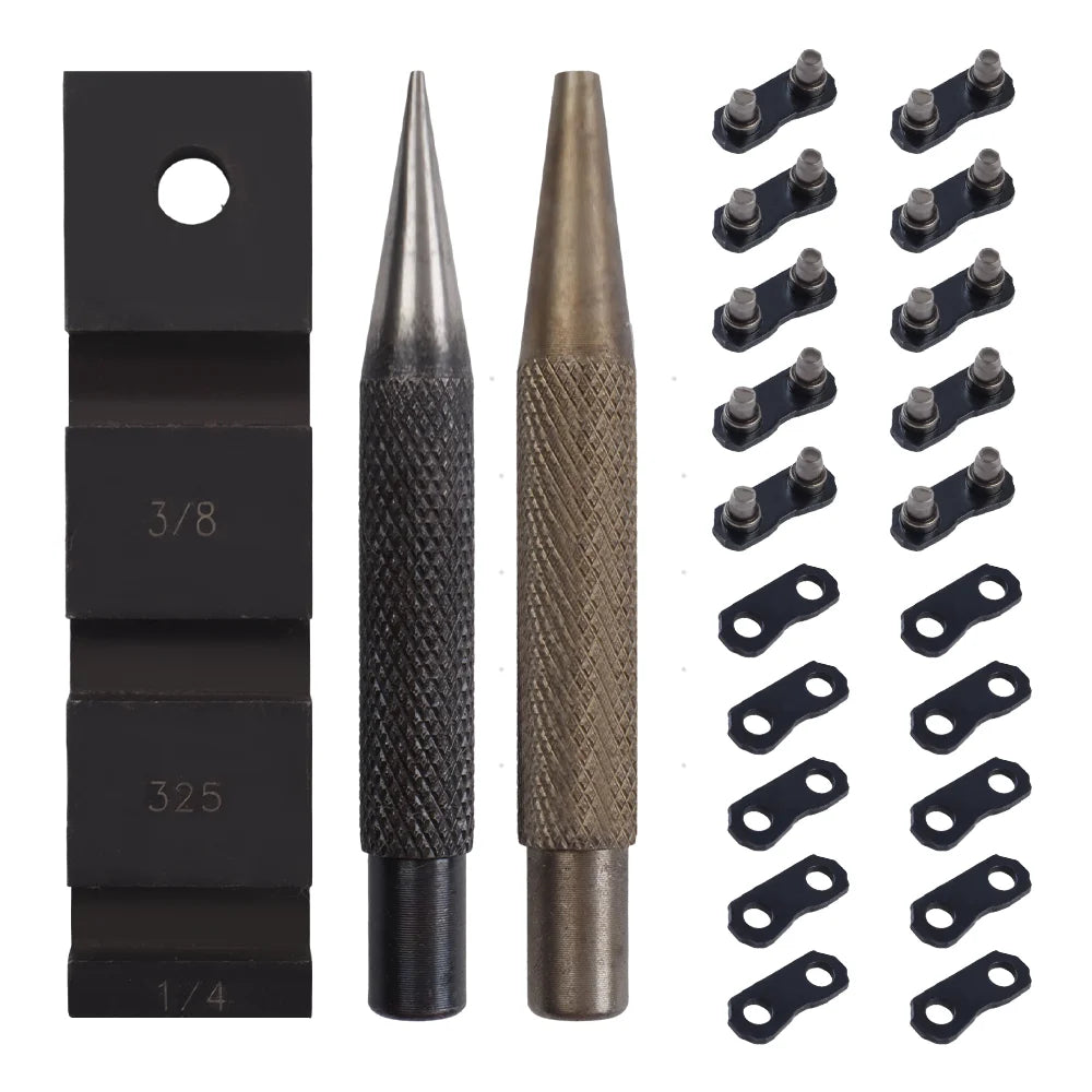 Chainsaw Chain Repair Kit - Pocket Breaker Punch & .325 Joiner Links Mending Tool - 9