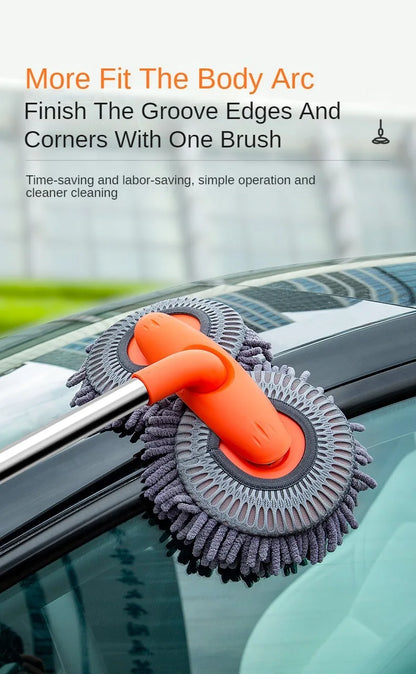360° Rotating Double Head Car Wash Mop with Telescopic Handle