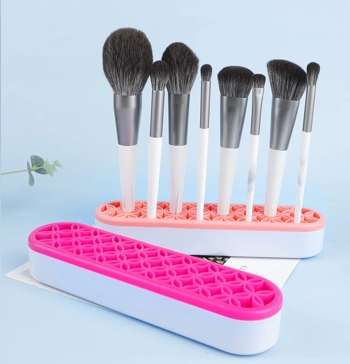 Silicone Makeup Brush Organizer & Drying Rack - Durable Desktop Storage - 8