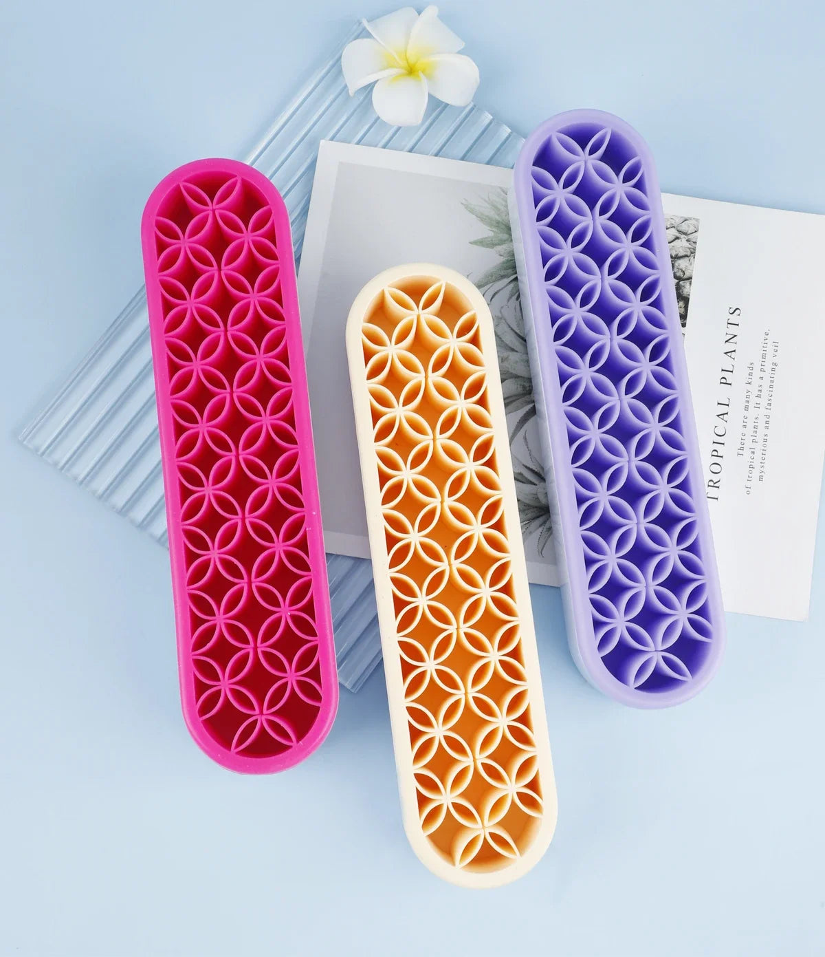 Silicone Makeup Brush Organizer & Drying Rack - Durable Desktop Storage