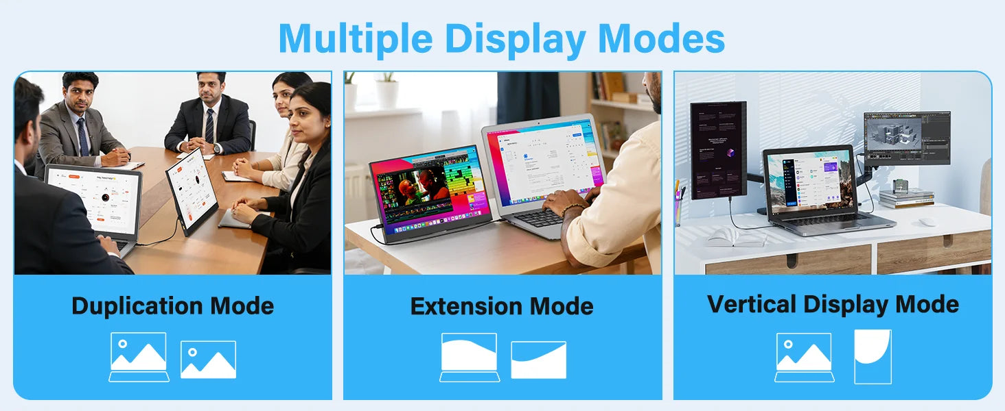 15.6" Portable FHD 1080P Monitor - Slim IPS USB-C & HDMI Travel Display - 10
