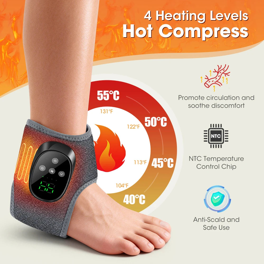 Wireless Heated Ankle Massager with Vibration Therapy for Joint Pain Relief - 2