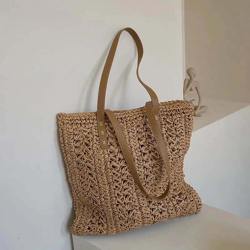 Luxury Bohemian Straw Beach Tote