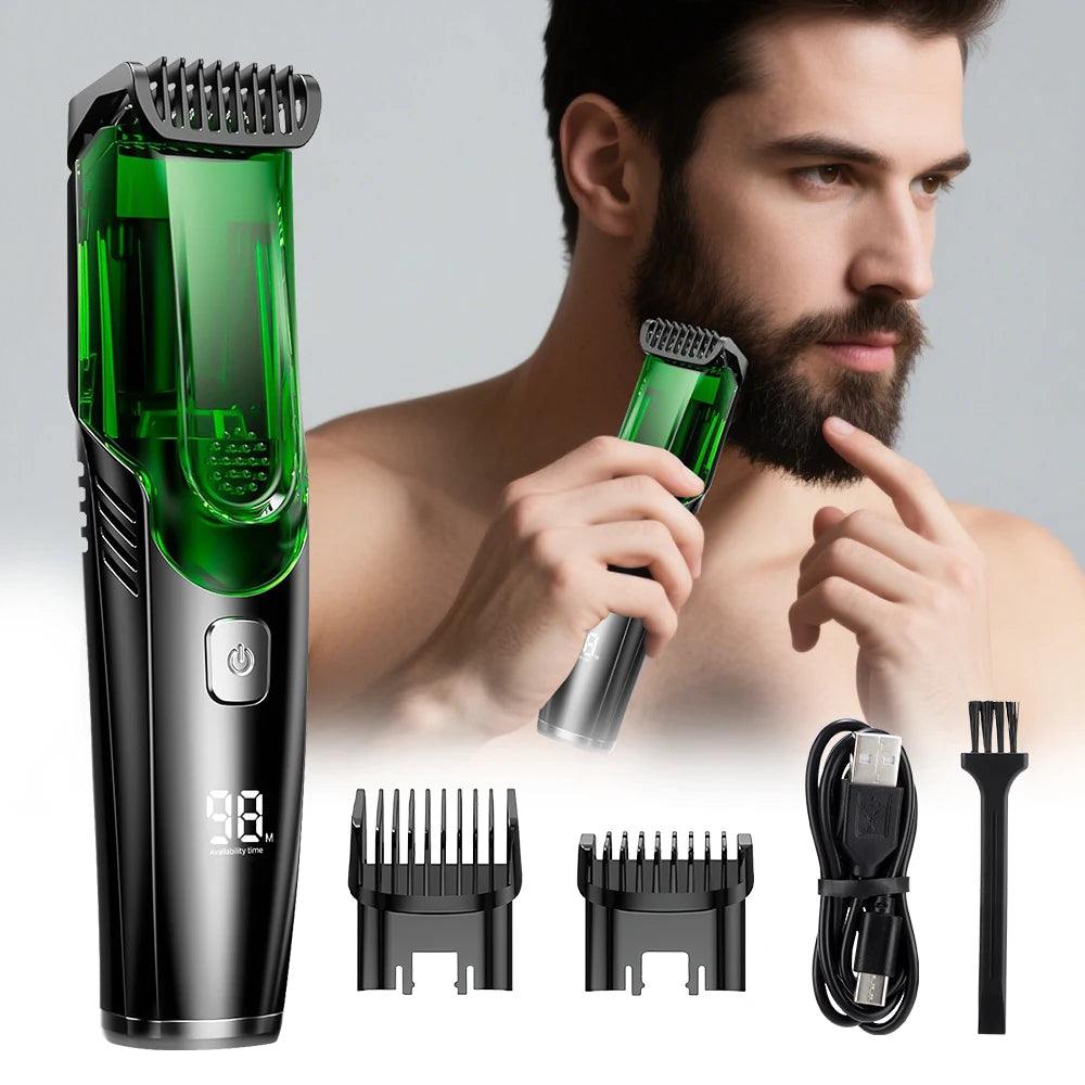 Cordless Vacuum Beard Trimmer – Rechargeable Electric Shaver for Precise Grooming - 1