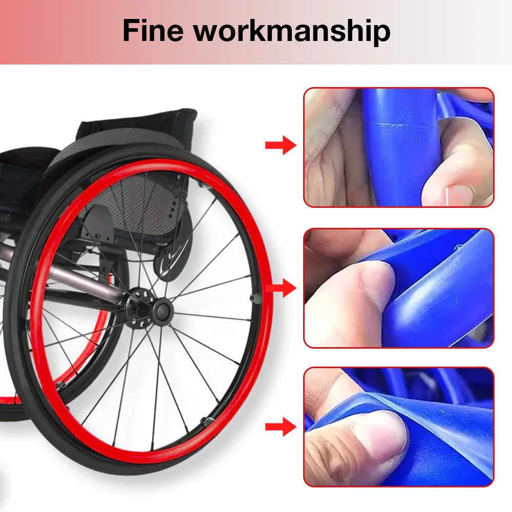 24-Inch Wheelchair Non-Slip Push Rim Covers - Silicone Hand Wheel Grips (1 Pair) - 3