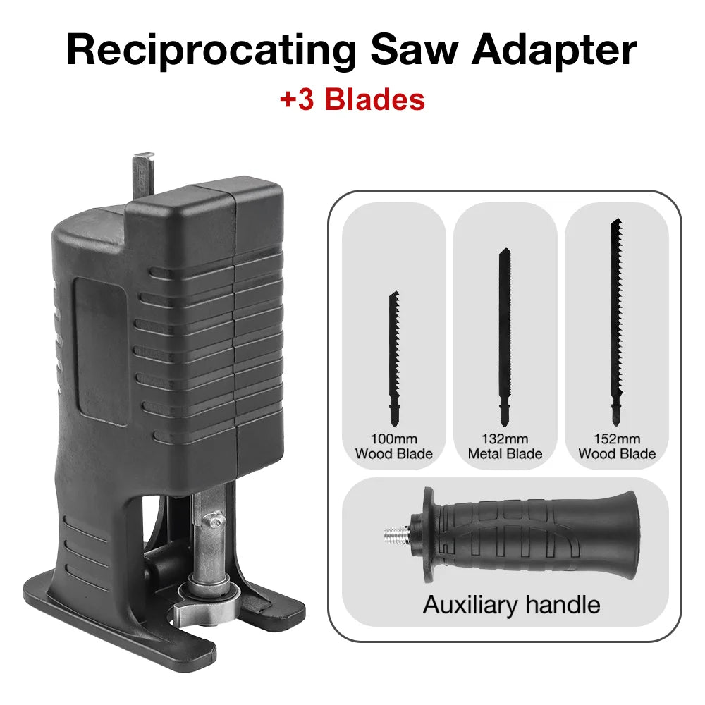 Drill to Reciprocating Saw Adapter - Electric Drill Attachment Tool with Blades