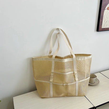 Luxury Canvas Mesh Beach Tote
