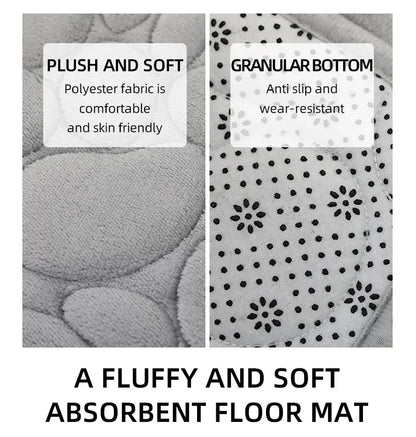 3-Piece Cobblestone Bath Mat Set - Non-Slip & Absorbent