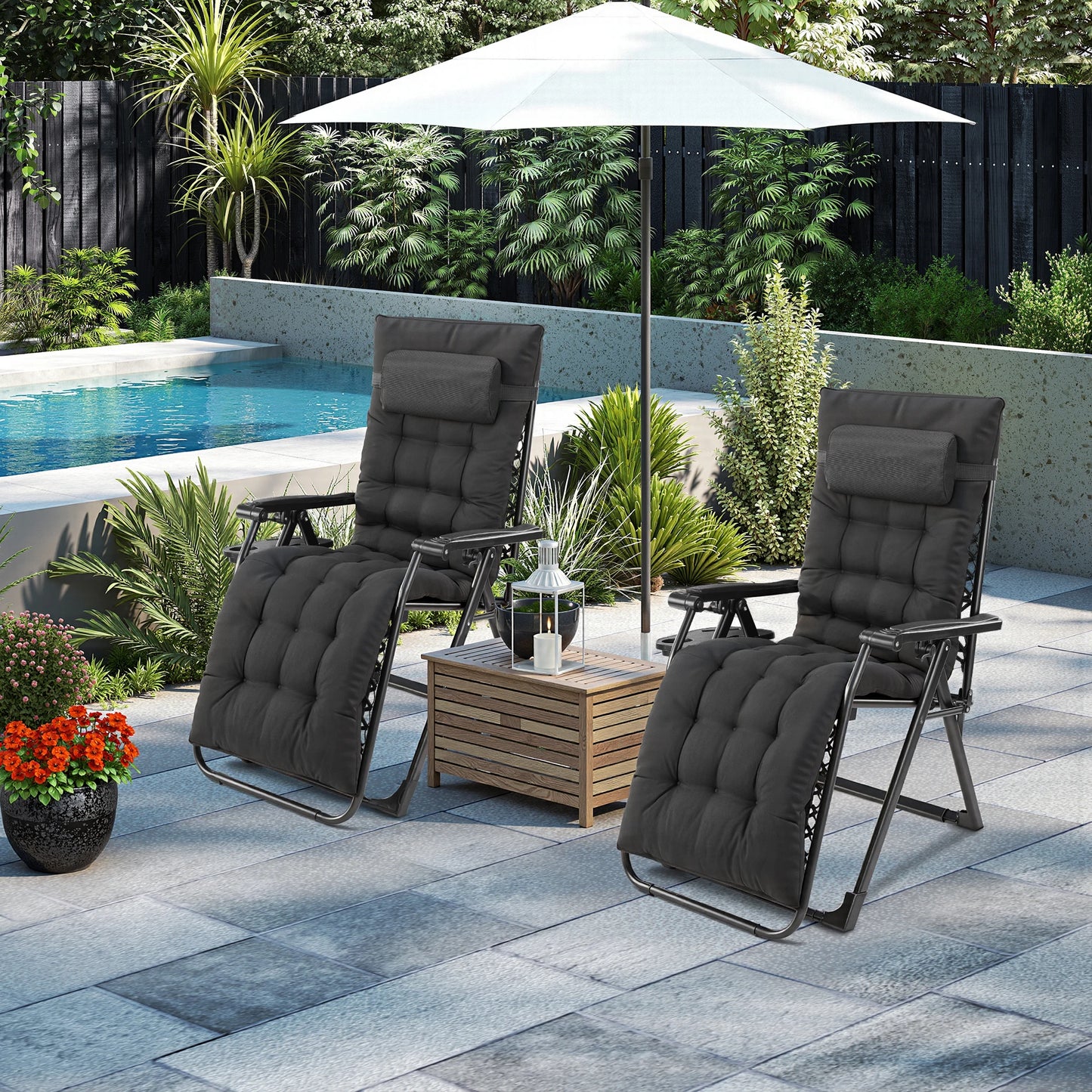 Zero Gravity Recliner Chair - Portable Folding Outdoor Lounge with Tray