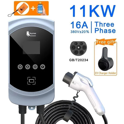 Smart EV Charging Wallbox - Adjustable 7KW/11KW/22KW Fast Charger with App