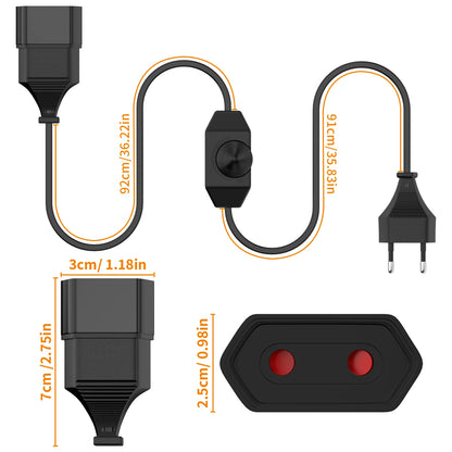 EU LED Dimmer Power Cord - 2m Rotary Dimmable Cable for LED Lamps