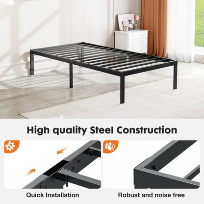 Heavy-Duty Metal Platform Bed Frame - Sturdy Steel Slat Support