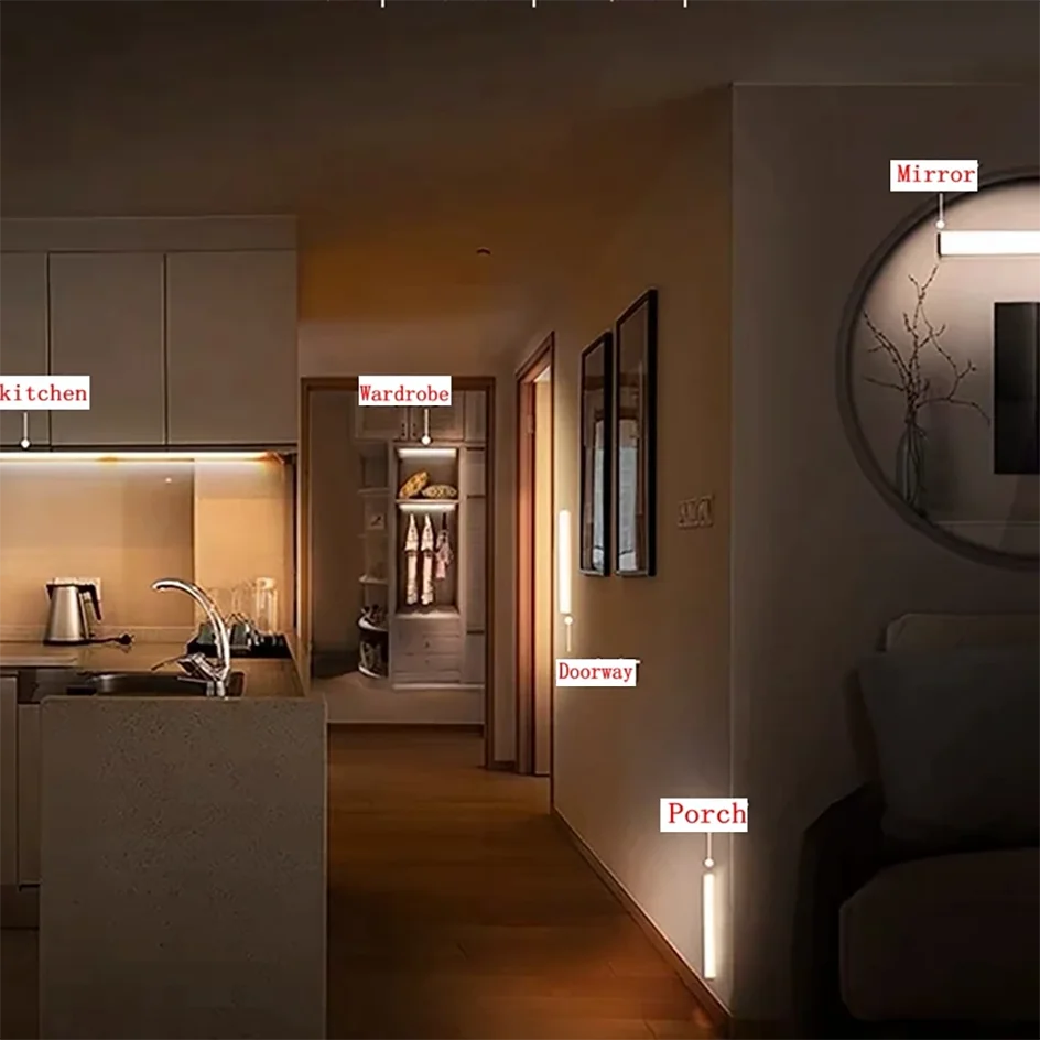 Wireless Motion Sensor LED Under Cabinet Light - USB Rechargeable Dimmable Closet Bar