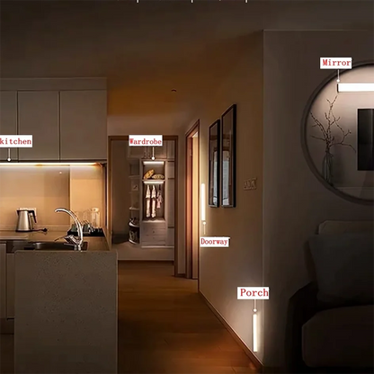 Wireless Motion Sensor LED Under Cabinet Light - USB Rechargeable Dimmable Closet Bar