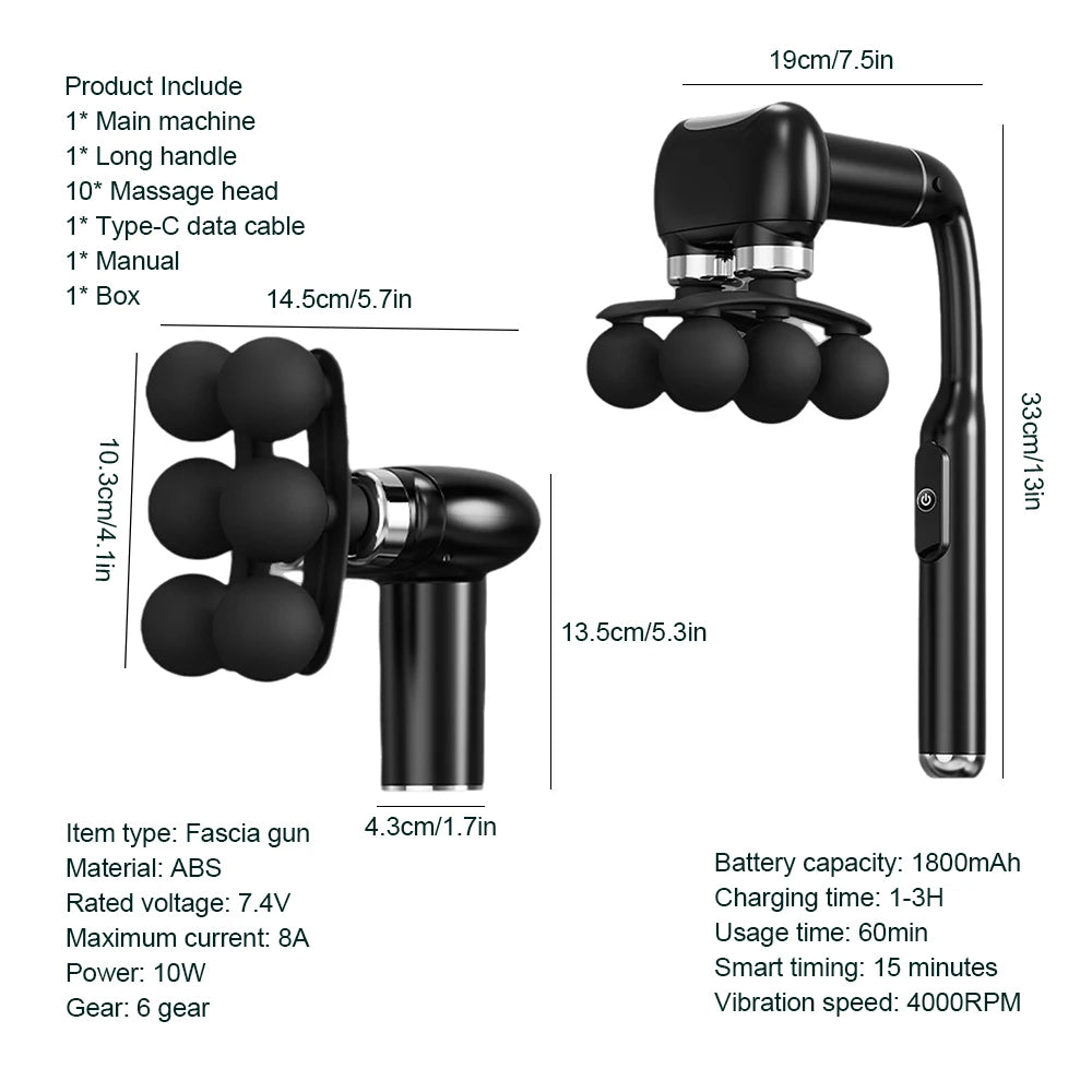 Deep Tissue Muscle Massage Gun with Detachable Handle - 16