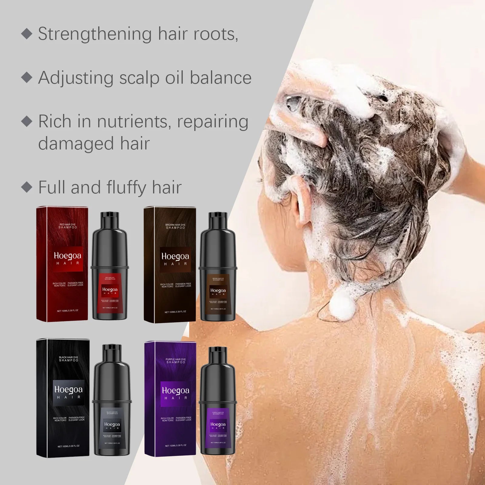 Instant Hair Dye Coloring Shampoo - Nourishing Repair & Grey Hair Coverage - 4