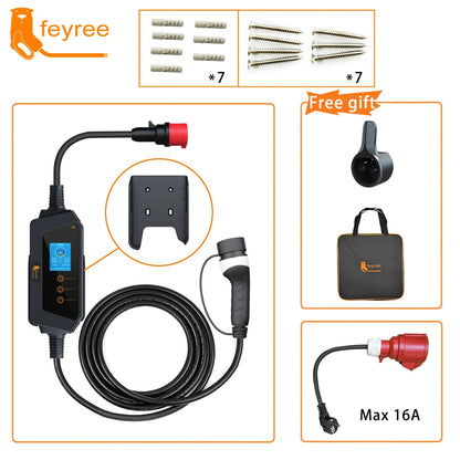 22KW 3-Phase Portable EV Charger - Adjustable 32A Type 2 Fast Charger