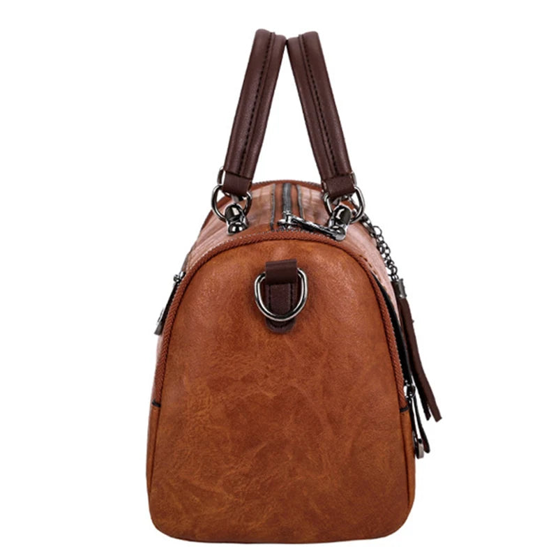 Luxury Tassel Boston Shoulder Bag