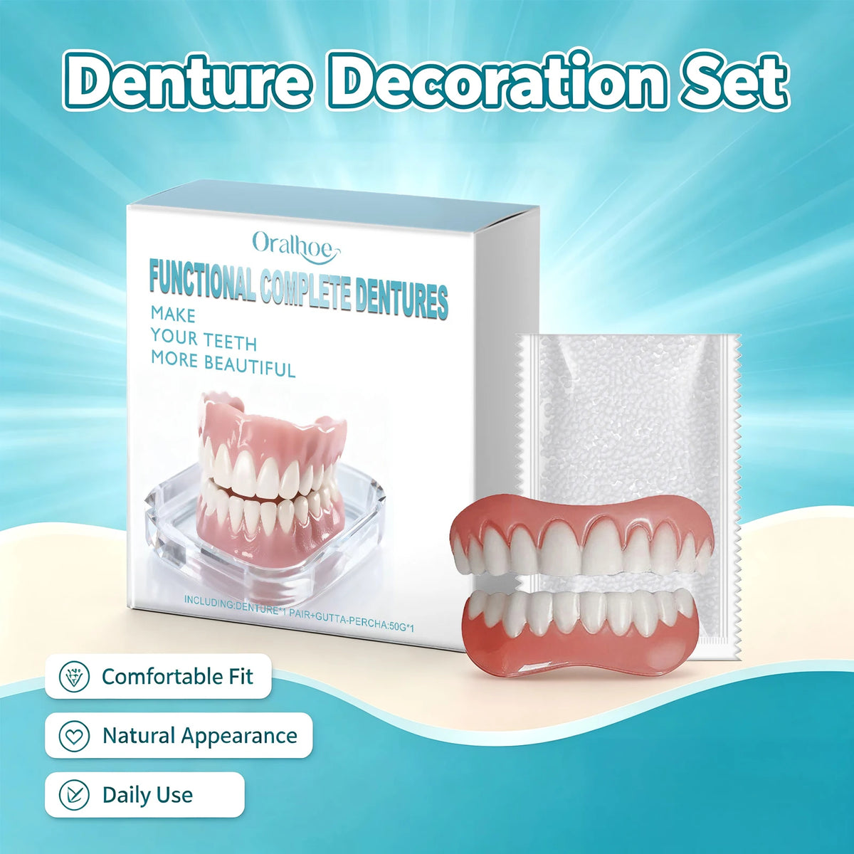 Instant Cosmetic Denture Kit – Temporary Smile Improvement & Natural Teeth Veneers
