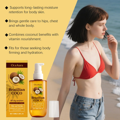Coconut Brazilian Firming Body Oil - Hydrating & Tightening Skin Care Treatment