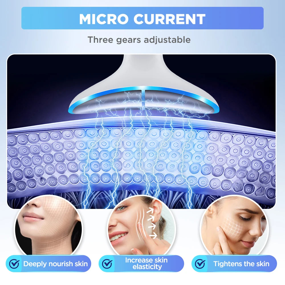 LED Light Therapy Face & Neck Lifting Massager - Anti-Aging Skin Tightening Tool