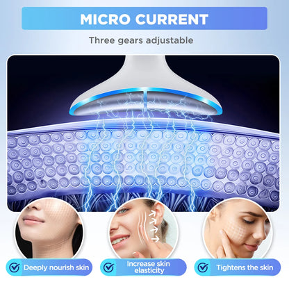 LED Light Therapy Face & Neck Lifting Massager - Anti-Aging Skin Tightening Tool