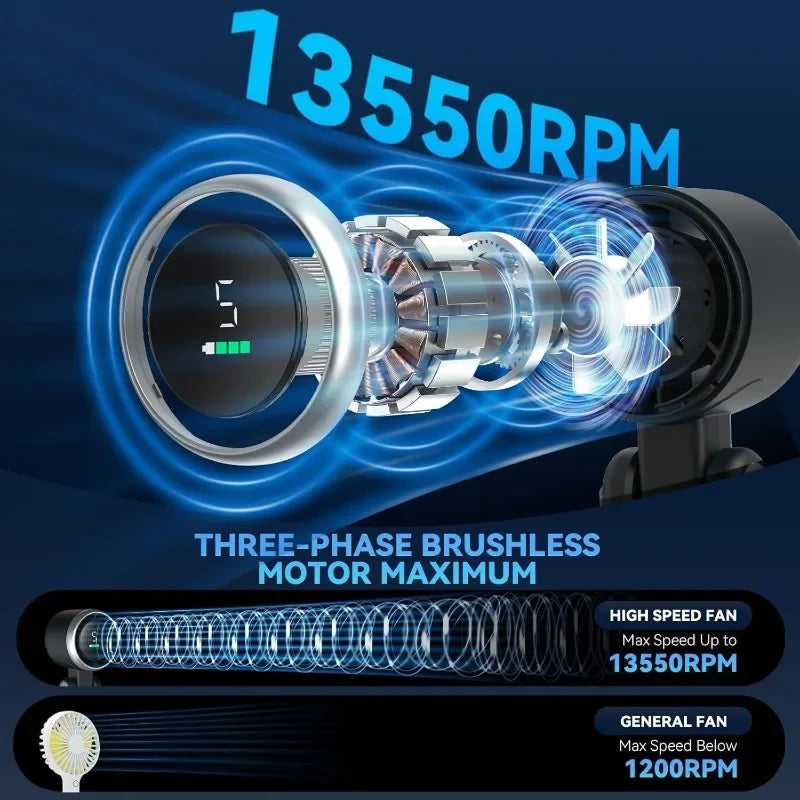 3-in-1 Foldable Handheld Fan - 5-Speed Rechargeable USB Mini Fan