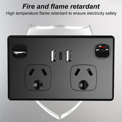 Australian Standard Dual Wall Socket with USB Ports & 2-Gang Switch