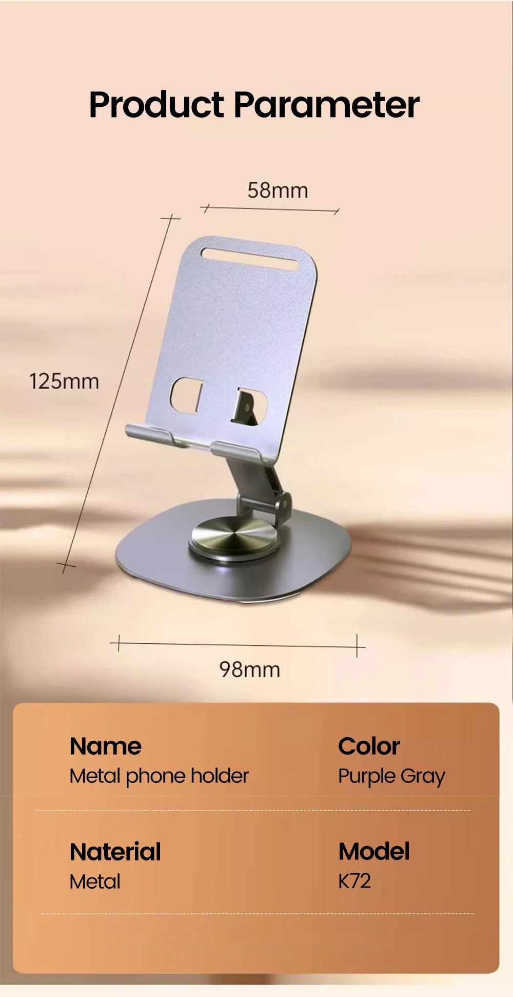 360° Rotating Foldable Phone & Tablet Desktop Stand – Adjustable Holder