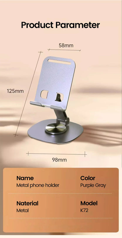 360° Rotating Foldable Phone & Tablet Desktop Stand – Adjustable Holder