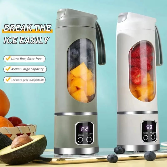 Portable 12-Blade Fruit Juicer Blender - 450ml USB Rechargeable Ice Crusher