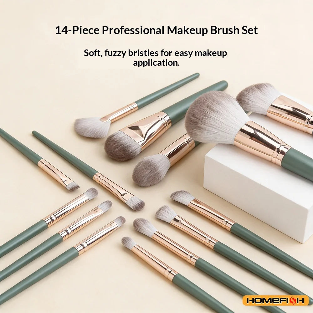 ```text
14-Piece Soft Fluffy Makeup Brush Set - Professional Cosmetic Tools
``` - 3