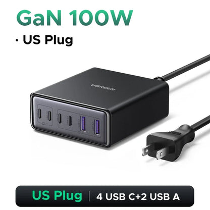 UGREEN 100W GaN 6-in-1 Desktop Fast Charger for Laptop, iPhone & Tablet