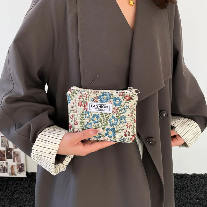 Luxury Retro Floral Canvas Clutch