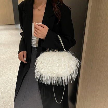 Luxury Plush Pearl Handbag
