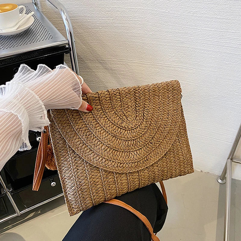 Luxury Woven Summer Straw Clutch
