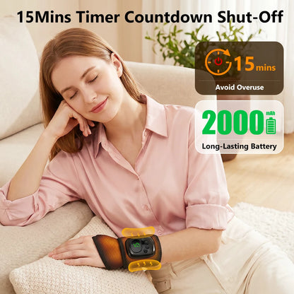 Cordless Air Compression Wrist Massager with Heat Therapy for Pain Relief