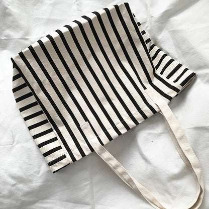Luxury Striped Canvas Beach Tote