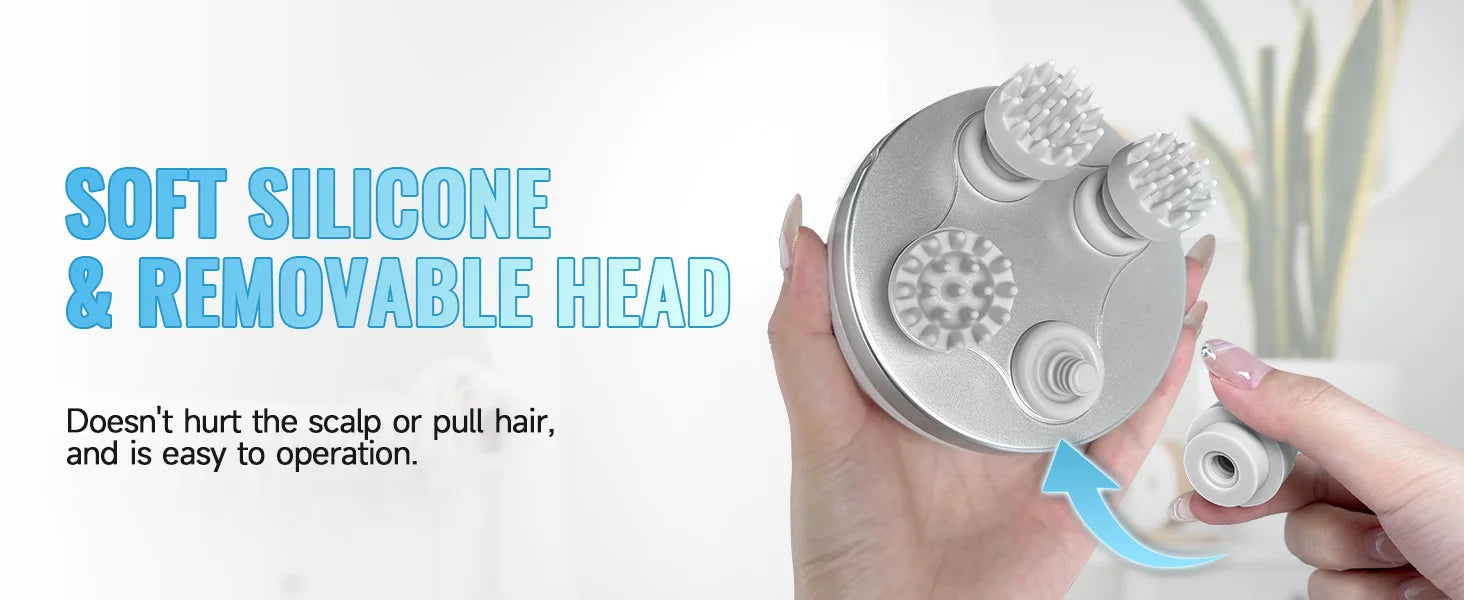Electric Scalp & Body Massager - Portable Waterproof Deep Tissue Kneading Tool - 13