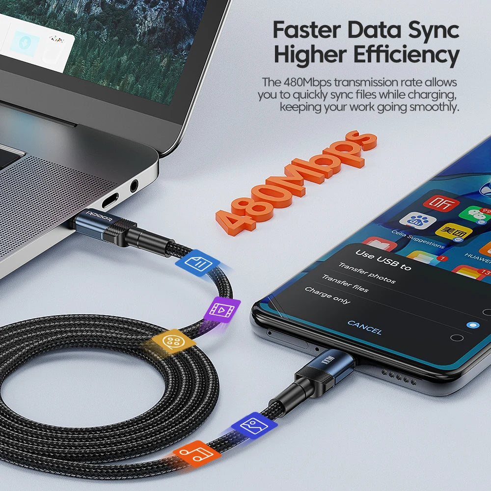100W USB-C to USB-C Fast Charging Cable - 5A Power Delivery Cord