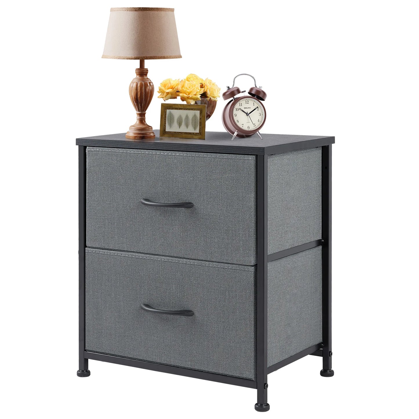 Modern 2-Drawer Nightstand with Fabric Storage Drawers – Bedroom Side Table