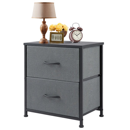 Modern 2-Drawer Nightstand with Fabric Storage Drawers – Bedroom Side Table