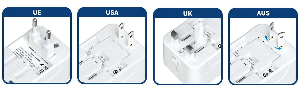 Universal All-in-One Travel Adapter with USB-C for Over 224 Countries