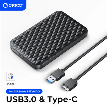 Orico 2.5" USB 3.0 SATA Hard Drive Enclosure - Tool-Free External SSD Case