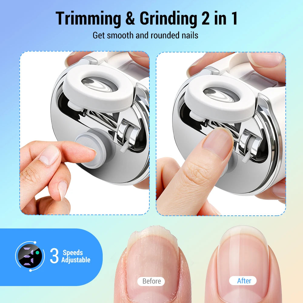 Automatic Electric Nail Clipper with LED Magnifier & Nail Polisher - 5