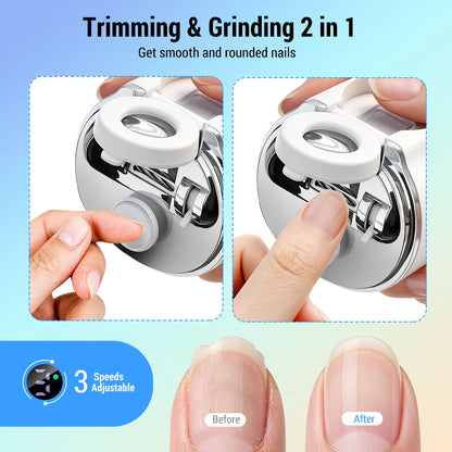 Automatic Electric Nail Clipper with LED Magnifier & Nail Polisher