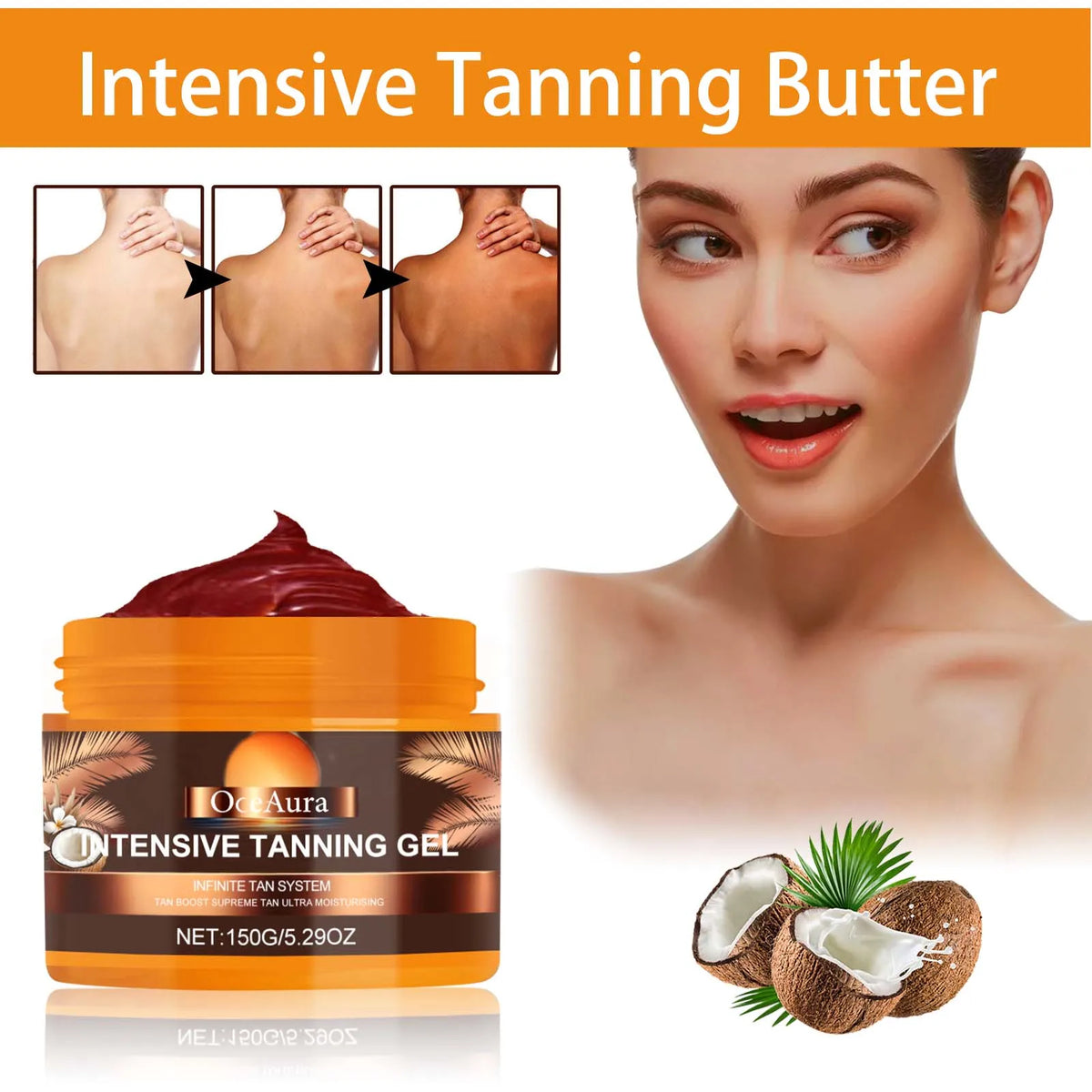 Intensive Tanning Gel - Natural Sunless Bronzer & Skin Hydrating Accelerator