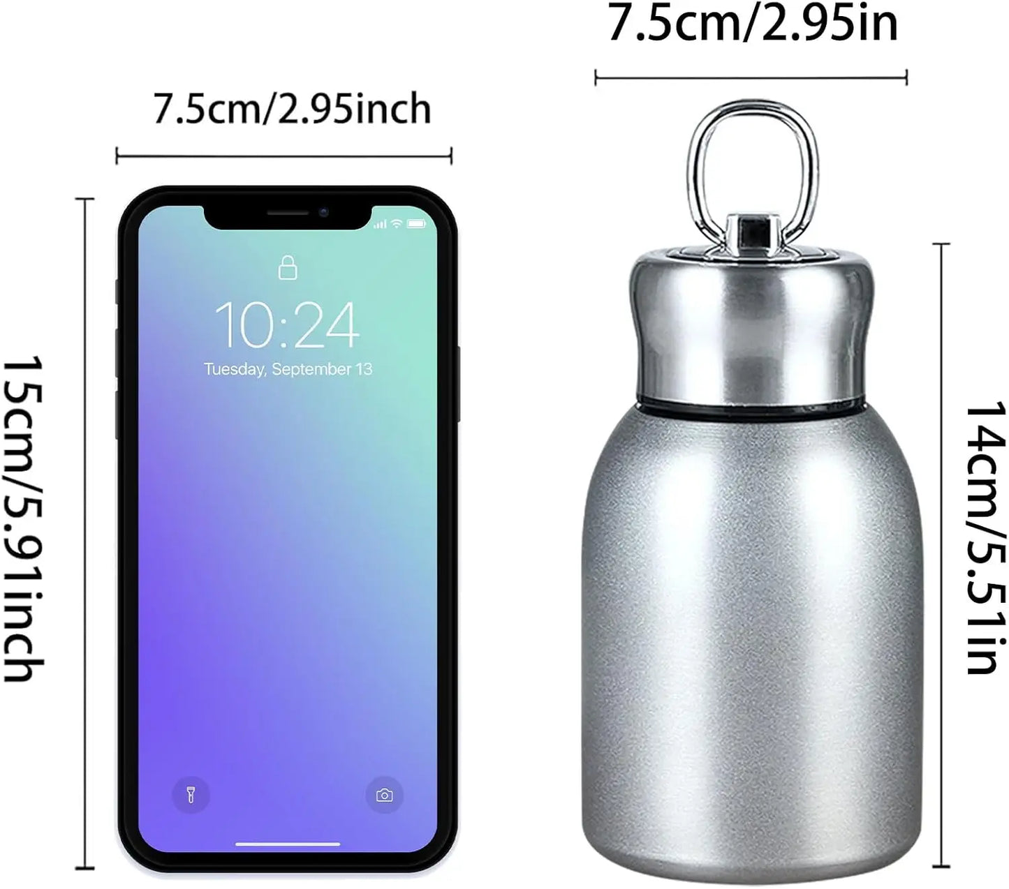 Stainless Steel Mini Vacuum Insulated Travel Water Bottle - 300ml