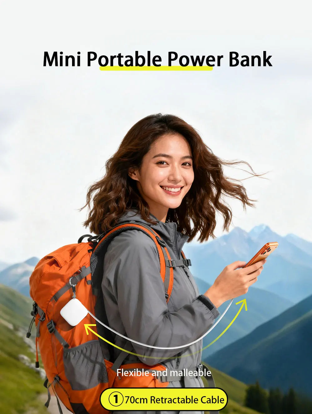 40W Fast Charging 10000mAh Power Bank with Built-in Retractable Cable - 9