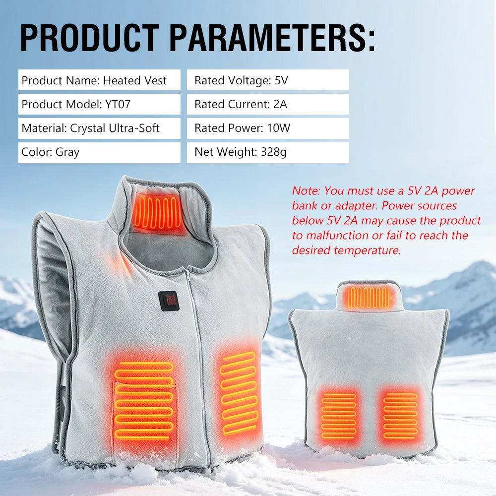 Electric Heated Warming Vest with 5 Heating Zones & 3 Temperature Levels - 15